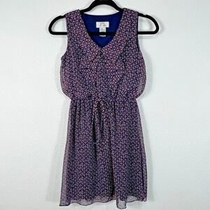 Sweet Storm Dress S Navy Blue Diamond Dot Ruffle Mod‎ Retro